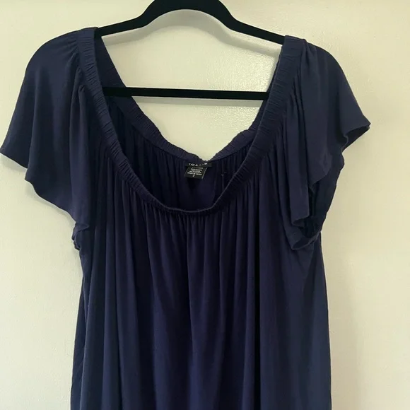 Torrid Elastic Sleeve Navy Top - Picture 2 of 6